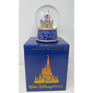Cinderella Castle Music Box Snow Globe Walt Disney World 50th Anniversary LTD.